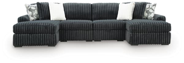 Midnight-Madness - 4-Piece Double Chaise Sectional - Gunmetal