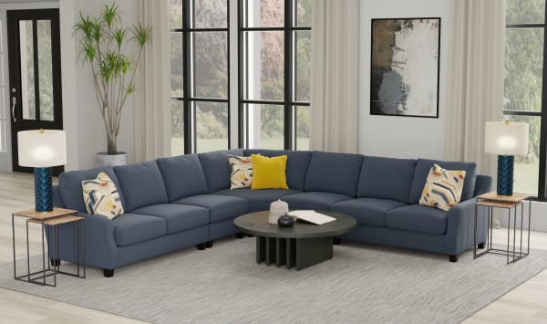 Foley - 5 Piece Sectional With Comfort Coil Seating And 4 Included Accent Pillows - Lead