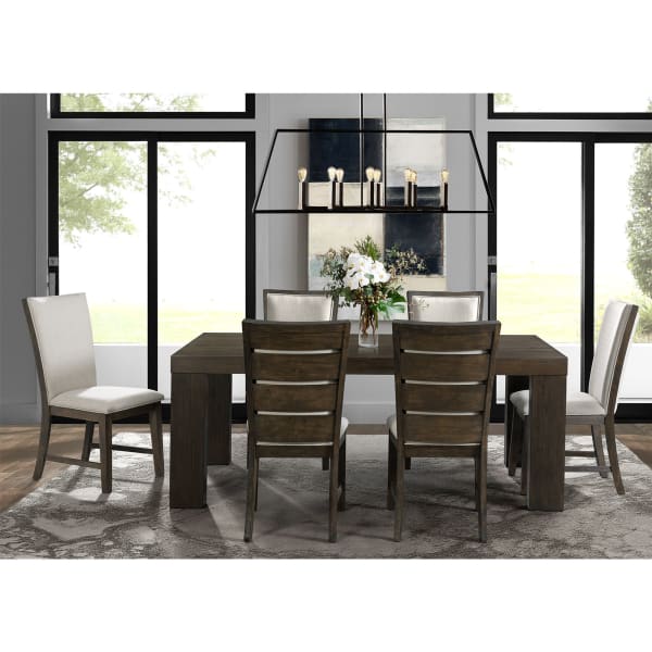 Grady - 7 Piece Dining Set, Table & Six Slat Back Chairs - Walnut
