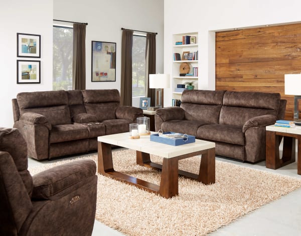 Sedona - Power Hdrst With Lumbar Lay Flt Rcl Console Loveseat With Storage & Cupholders - Mocha - 42.5'