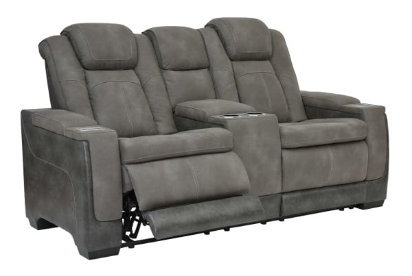 Next-Gen Durapella - Slate - Power Reclining Loveseat with Console/Adj Headrest