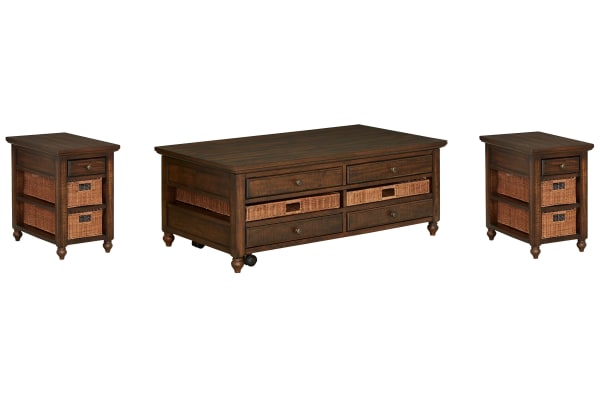 Cottage Lane - Rectangular Lift Top Cocktail Table With 2 Chairside End Tables - Coffee