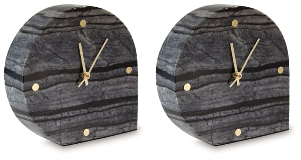 Janmour - Black - Table Clock (Set of 2)