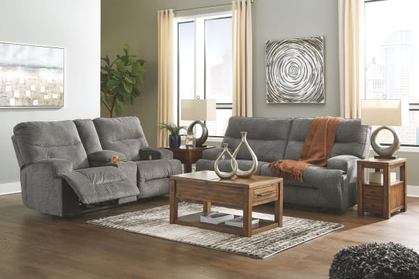 Coombs - Charcoal - 2 Pc. - Power Sofa, Loveseat