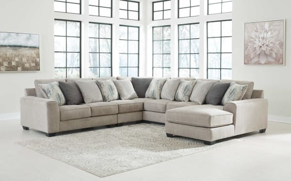 Ardsley - Pewter - Right Arm Facing Corner Chaise with Loveseat 5 Pc Sectional