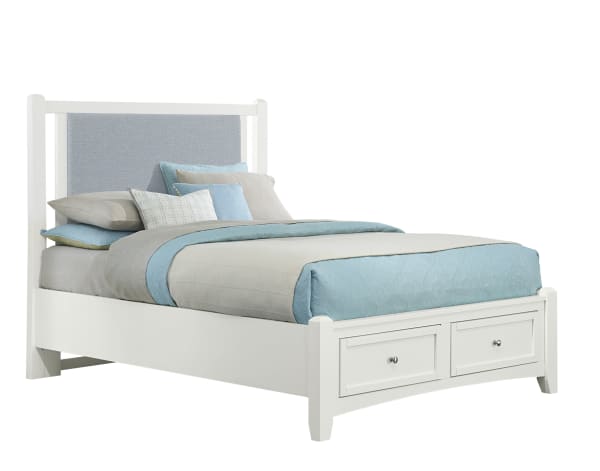 Bonanza - King Ocean Blue Upholstered Bed With Storage Footboard - White