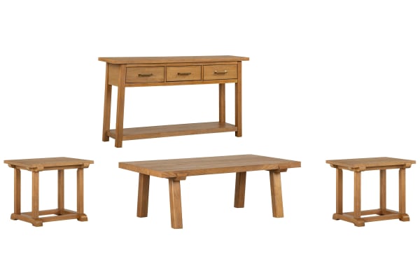 Lindon - Rectangular Cocktail Table With 2 Rectangular End Tables And Sofa Table - Belgian Wheat
