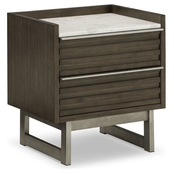 Arkenton - Grayish Brown / White - Two Drawer Night Stand