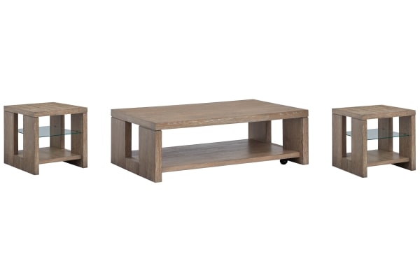 Conway - Rectangular Cocktail Table With 2 Rectangular End Tables - Spiced Brown