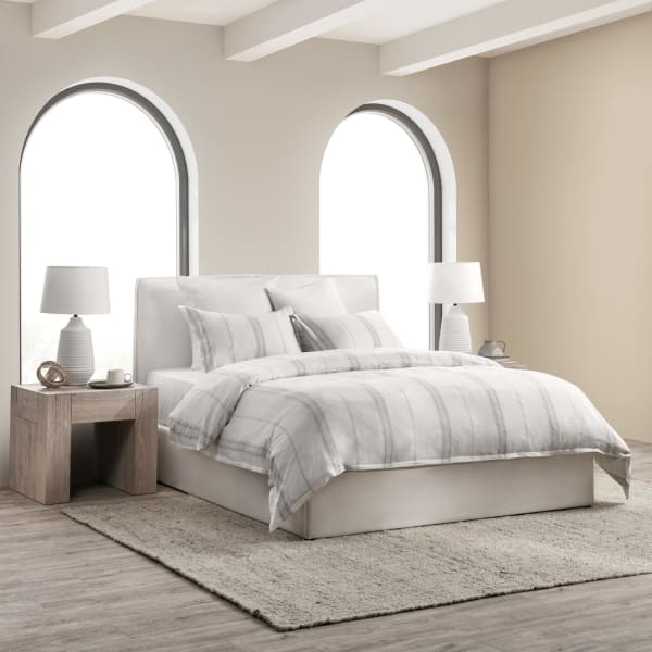 Jayson - Linen Cashmere 3 Piece Queen Set - Gray Stripe