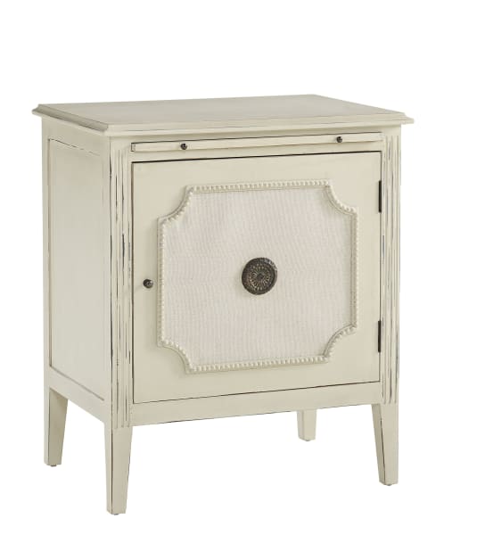 Linen & Beaded Front End Table - White