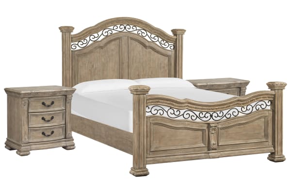 Marisol - Queen Panel Bed With 2 Nightstands - Fawn