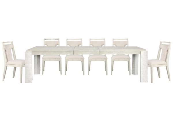 Lorelei - Extendable Rectangular Dining Table With 6 Side Chairs - Misty Cloud