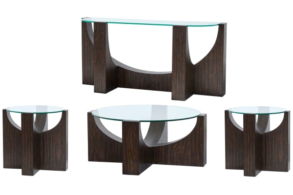 Beckham - Round Cocktail Table With 2 Accent Tables And Console Sofa Table - Rustic Tavern