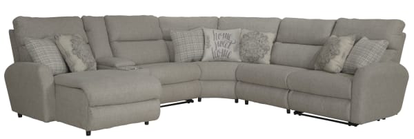 McPherson - 6 Piece Power Reclining Sectional With Lay-Back LSF Chaise And 2 Lay-Flat Reclining Seats - Beige