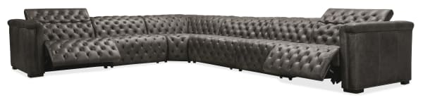 MS - Savion Grandier 6-Piece Sectional With Power Recline Power Headrest - Dark Gray