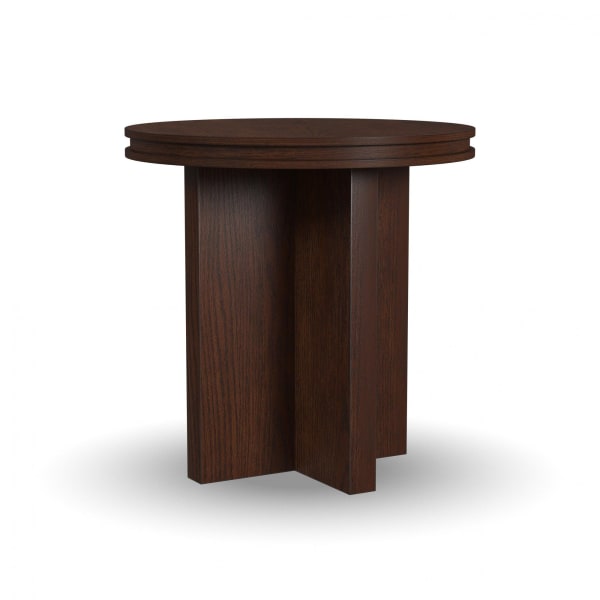 Waterfall - Round End Table - Brown