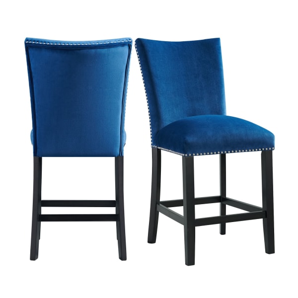 Francesca - Blue Velvet Counter Height Chair (Set of 2)