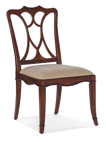Charleston - Upholstered Seat Side Chair (Set of 2) - Dark Brown / Beige