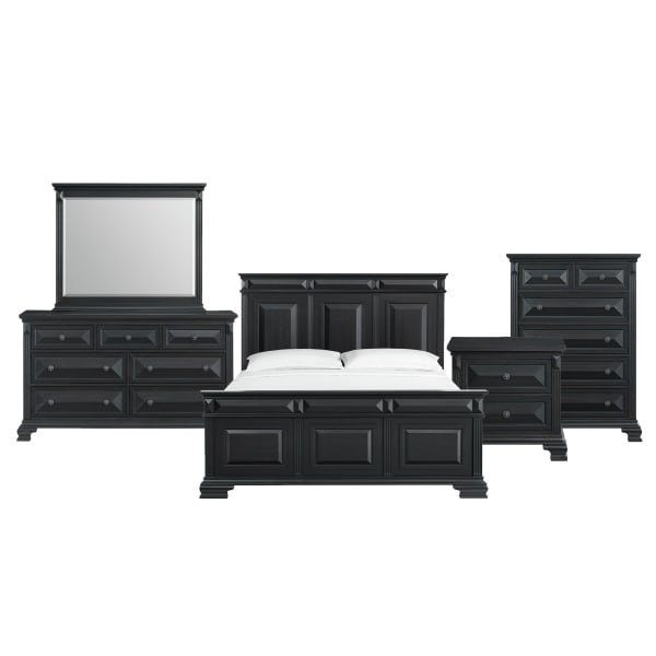 Bridgestone - King Panel 5 Piece Bedroom Set - Black
