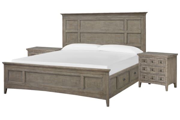 Paxton Place - California King Panel Storage Bed With 2 Nightstands - Dovetail Gray
