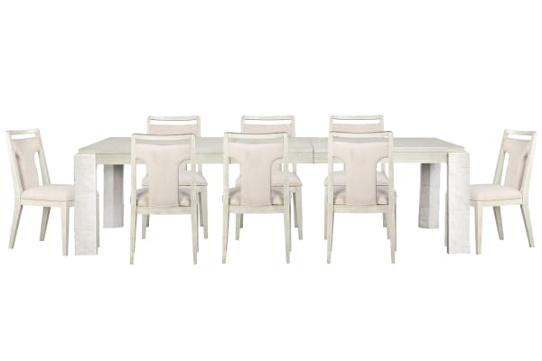Lorelei - Extendable Rectangular Dining Table With 8 Side Chairs - Misty Cloud