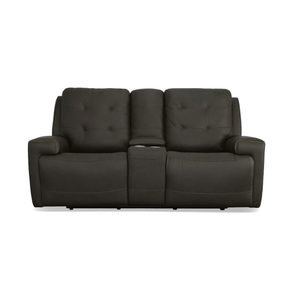 Iris - Power Reclining Loveseat With Console & Power Headrests - Charcoal