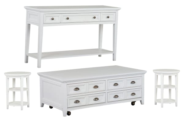 Heron Cove - Lift Top Storage Cocktail Table With 2 Accent End Tables And Sofa Table - Chalk White