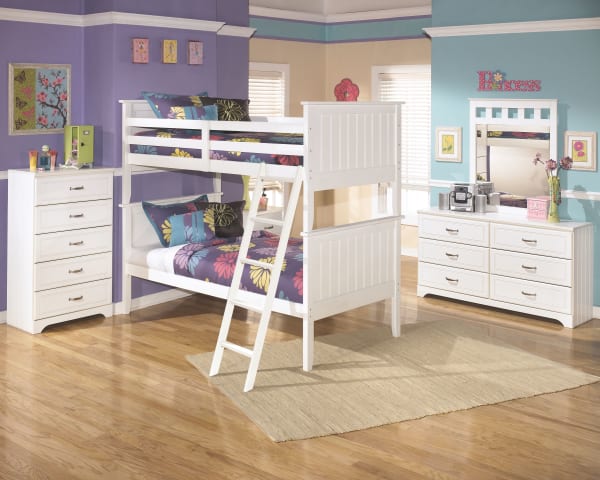 Lulu - White - 6 Pc. - Dresser, Mirror, Bunk Bed (twin/twin), Nightstand