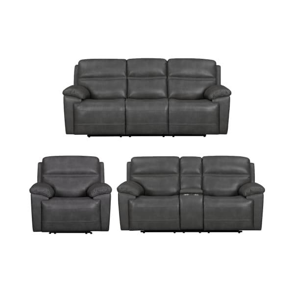 Camaro - 3 Piece Living Room Set (Sofa, Loveseat & Recliner) - Nugget Gray
