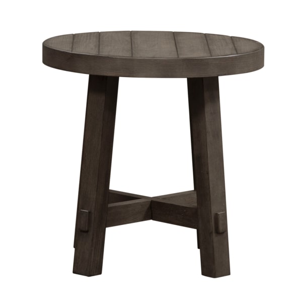 Modern Farmhouse - Splay Leg Round End Table - Gray