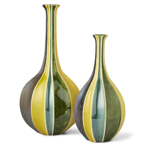GREEN FLUTE BOTTLES S/2