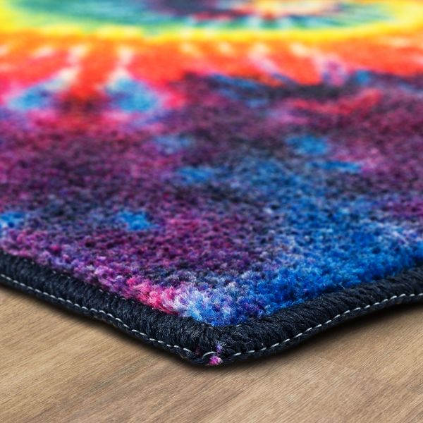  Rainbow Tie Dye Spiral Iridescent Dharma Dye Area Rugs