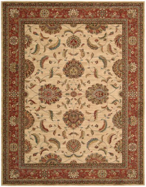 Nourison Home Living Treasures Ivory/Red 7'6" x 9'6"