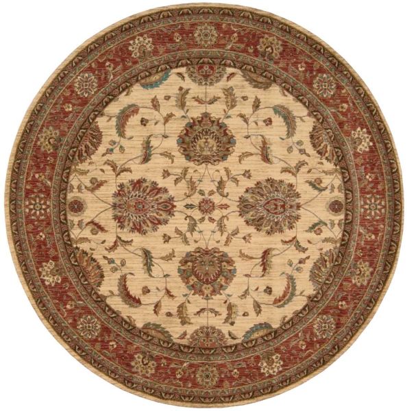 Nourison Home Living Treasures Ivory/Red 5'10" x Round