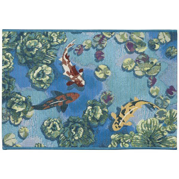 Liora Manne Esencia Koi Pond Aqua Collection