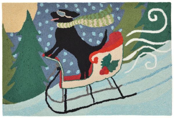 Liora Manne Frontporch Sledding Dog Multi