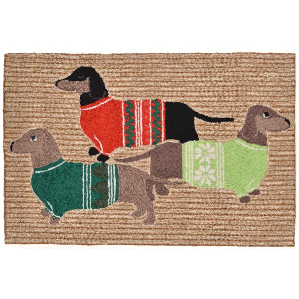 Liora Manne Frontporch Holiday Hounds Neutral