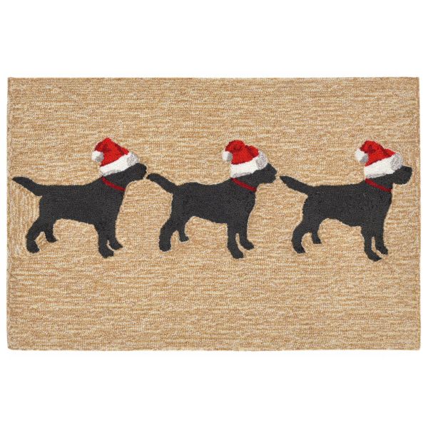 Liora Manne Frontporch 3 Dogs Christmas Neutral