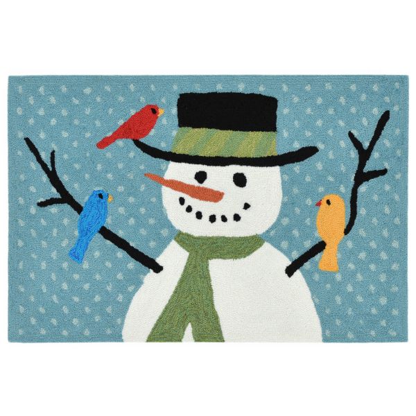 Liora Manne Frontporch Snowman And Friends Blue