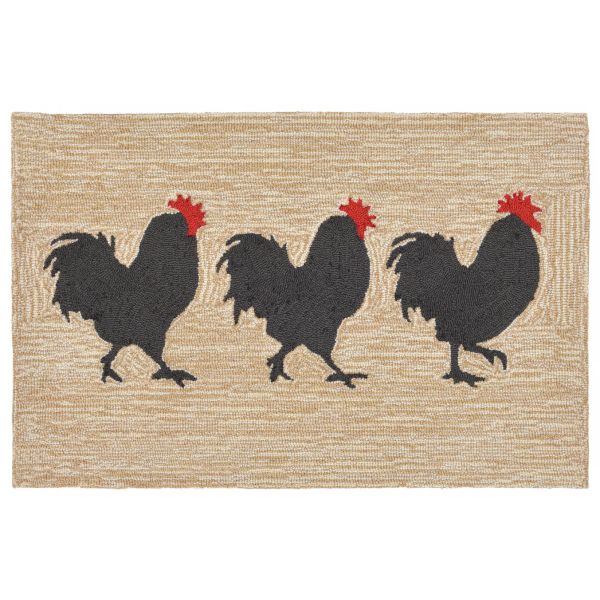 Liora Manne Frontporch Roosters Neutral