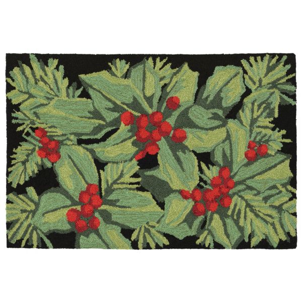 Liora Manne Frontporch Hollyberries Black