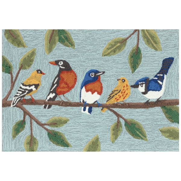 Liora Manne Frontporch Birds On  A Branch Blue