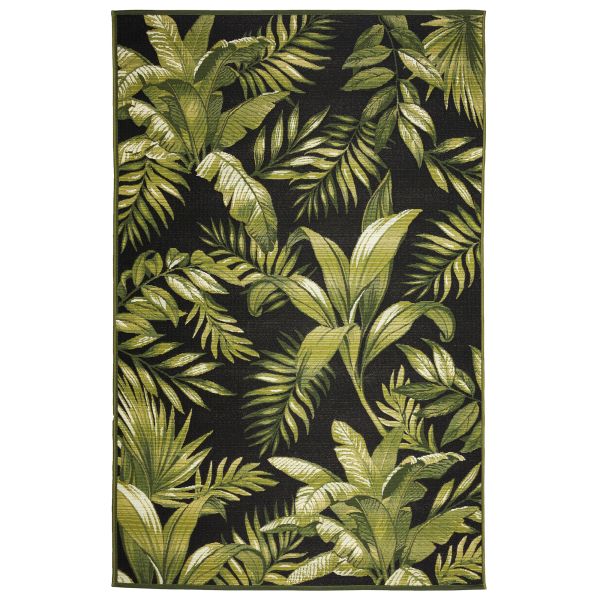 Liora Manne Marina Jungle Leaves Black
