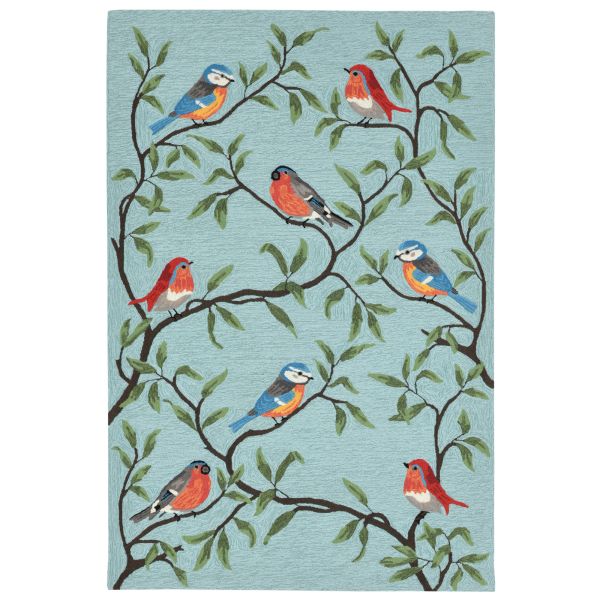 Liora Manne Ravella Birds On Branches Aqua