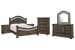 Durango - California King Panel Bed, 2 Bachelor Chests, Drawer Dresser With Shaped Mirror And Drawer Chest - Willadeene Brown