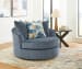 Maxon Place - Navy - Oversized Swivel Accent Chair