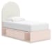 Wistenpine - Blush - Twin Upholstered Panel Bed With Under Bed Storage