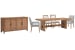 Lindon - Trestle Dining Table With 2 Side Chairs, 2 Arm Chairs And Buffet - Belgian Wheat / Gray