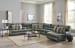 Como - 7 Piece Italian Leather Match Power Reclining Sectional With 2 Lay Flat Reclining Seats And RSF Chaise - Steel